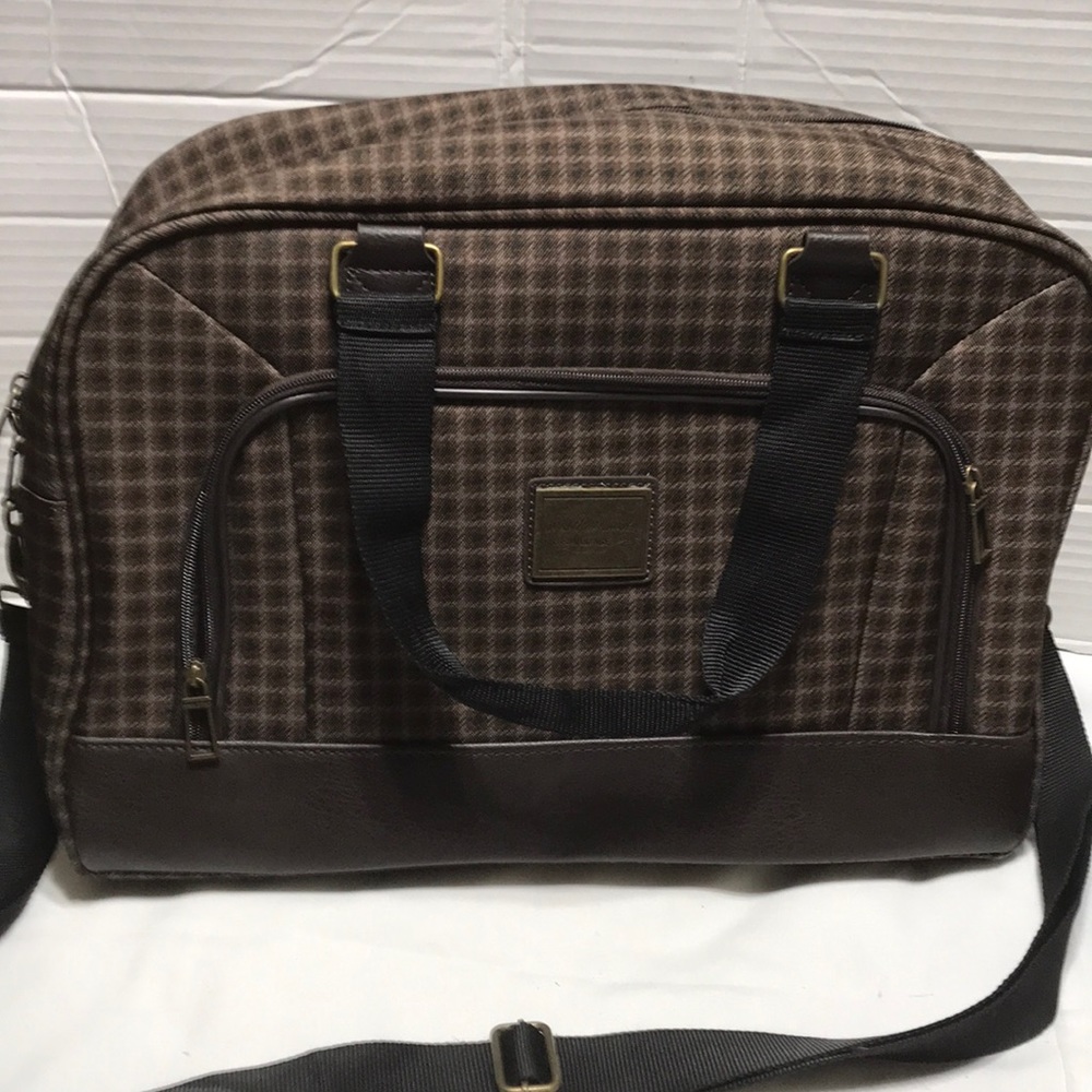 Brown Checkered Travel Bag